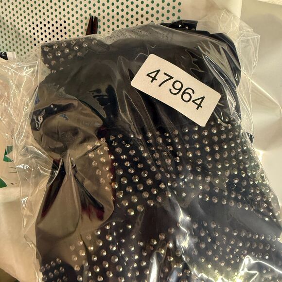 Cache Dress Women 6 Black Shift Short Rhinestone Sleeveless V-Neck Hook & Eye - Picture 6 of 6